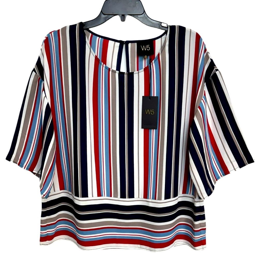 Anthropologie W5 Women’s Striped Blouse - Red, Blue, White Size M **274 - Picture 1 of 4